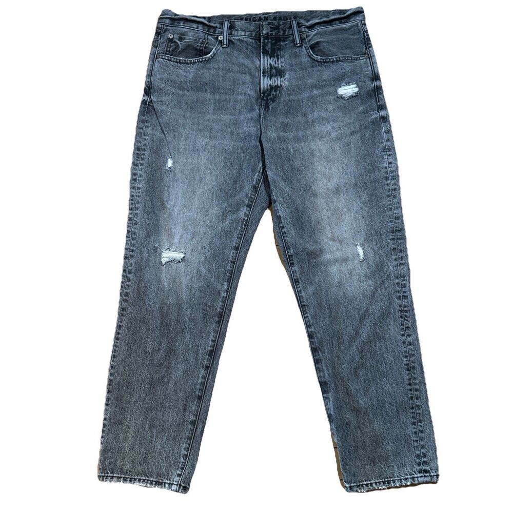 American Eagle Skater‎ Jeans Men’s 34x32 (36x29) Black Distressed Baggy Denim